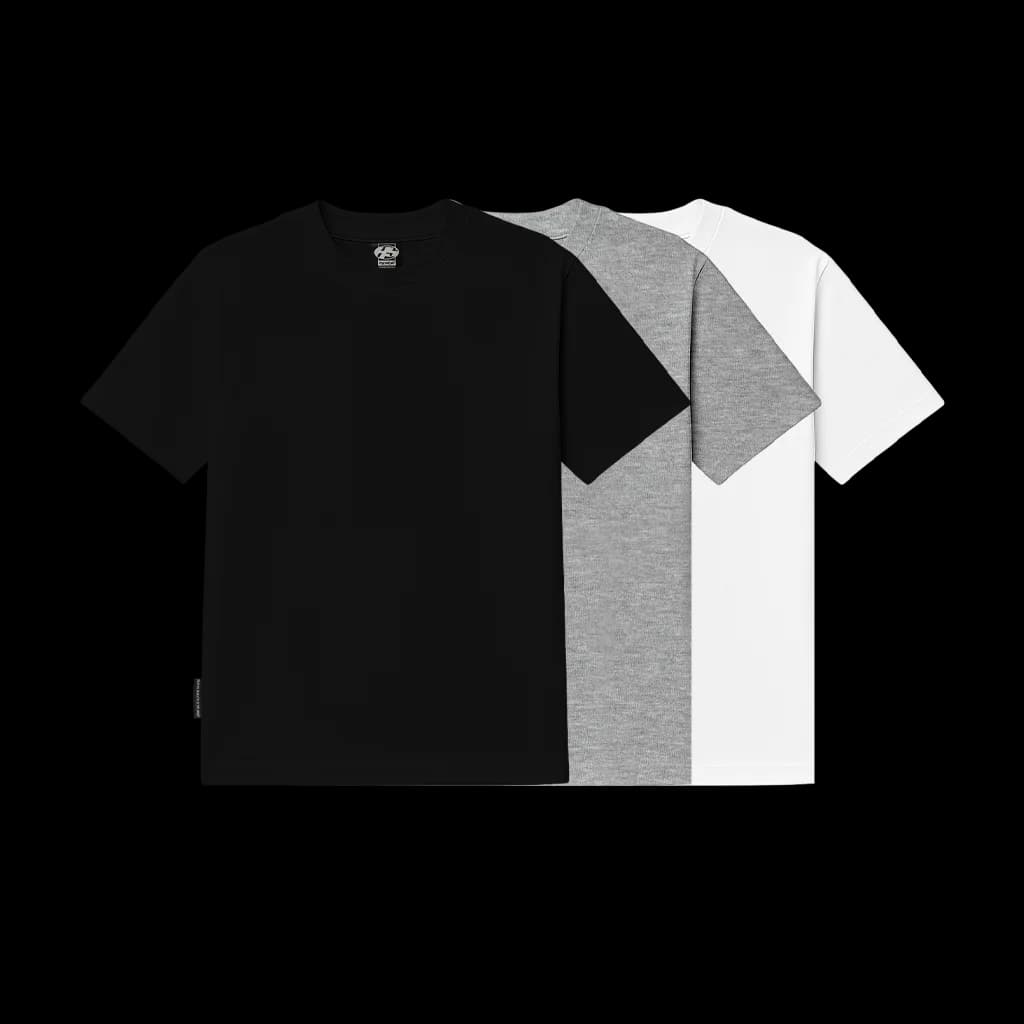 Regular Tees - 3 PACK (Black, Melange, White)