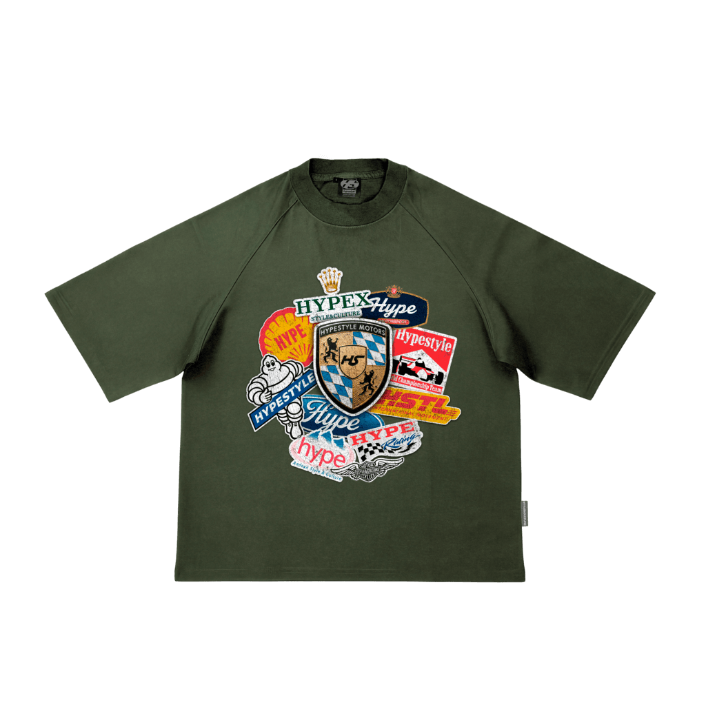 RACE TEE - GREEN & GREY TEE
